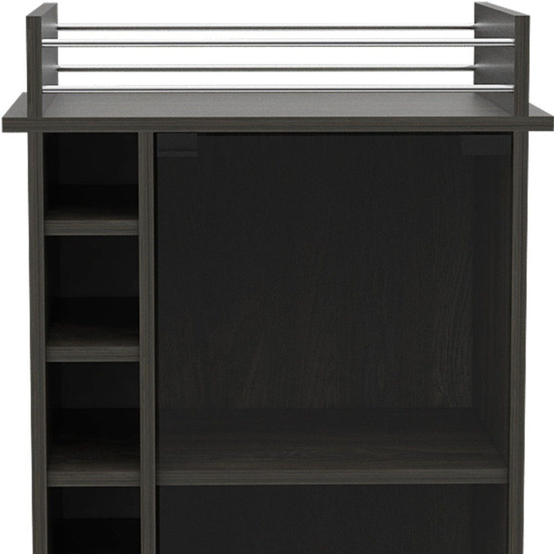22" Wood Rolling Bar Cart With Wine Storage - Espresso