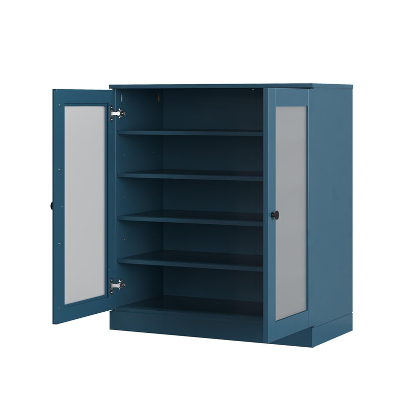Twenty Pair Solid Woodshoe Storage Cabinet (752377) - Teal Blue