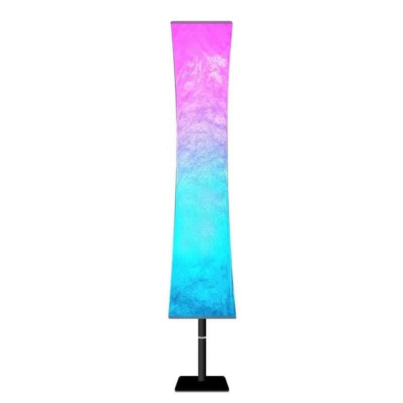 Color Changing LED White Column Smart Floor Lamp With Rectangular Shade - White