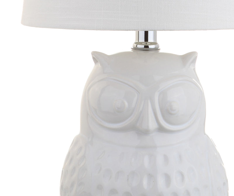 Novelty Desk Lamp LED With Drum Shade - White