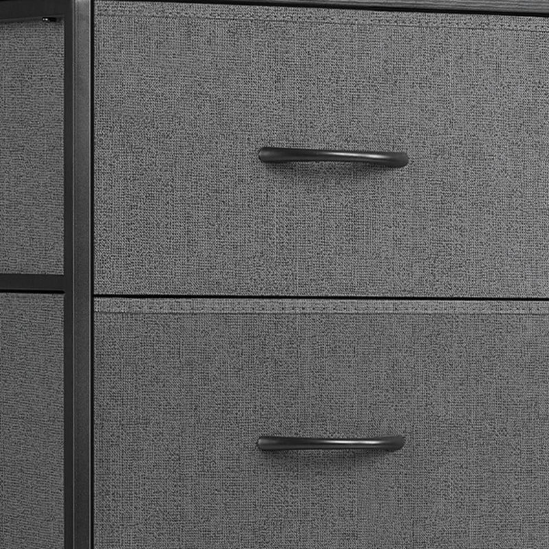 Fabric Metal And Wood Four Drawer Dresser - Gray / Black