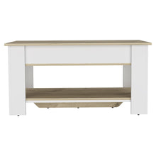 Load image into Gallery viewer, 40" Natural and White Wood Storage Bench With Flip Top Shoe Storage And Shelves
