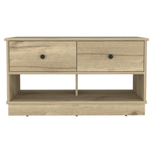 Load image into Gallery viewer, 36" Natural and Oak Wood Storage Bench With Drawers Shoe Storage And Shelves
