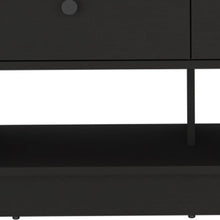 Load image into Gallery viewer, 36" Black Wood Storage Bench With Drawers And Shelves
