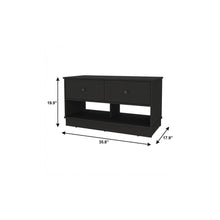 Load image into Gallery viewer, 36" Black Wood Storage Bench With Drawers And Shelves
