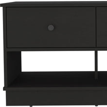 Load image into Gallery viewer, 36" Black Wood Storage Bench With Drawers And Shelves
