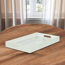 Load image into Gallery viewer, 16" Rectangular Wood Handmade Tray With Handles - White / Silver
