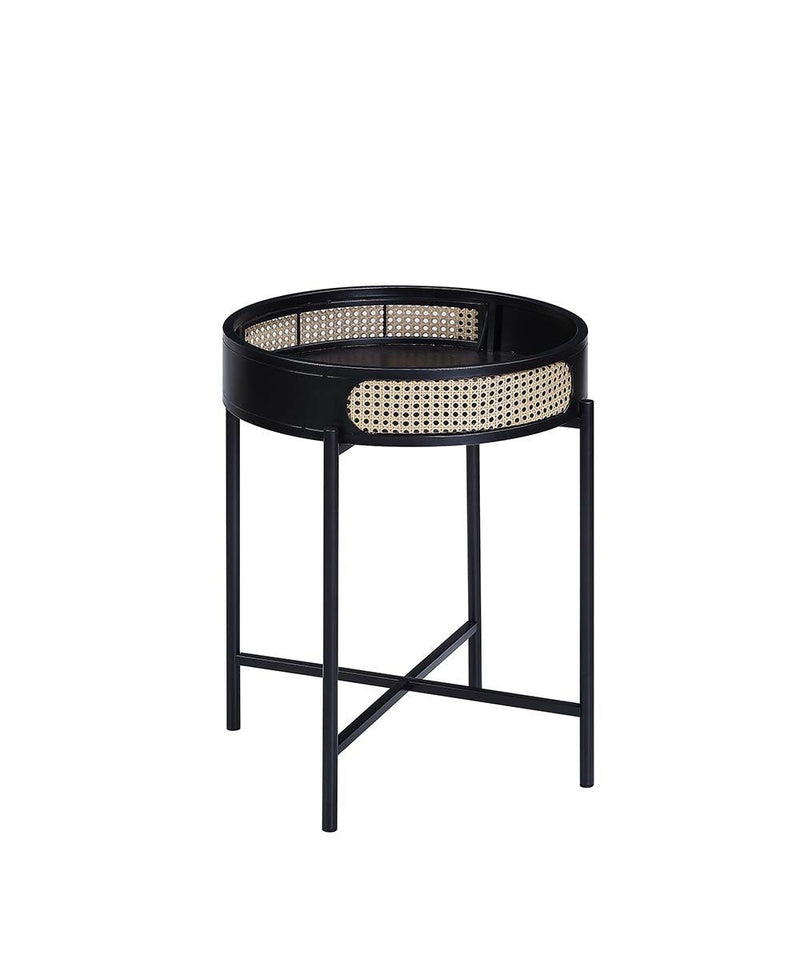 Melamine Veneer And Manufactured Wood Round End Table - Black