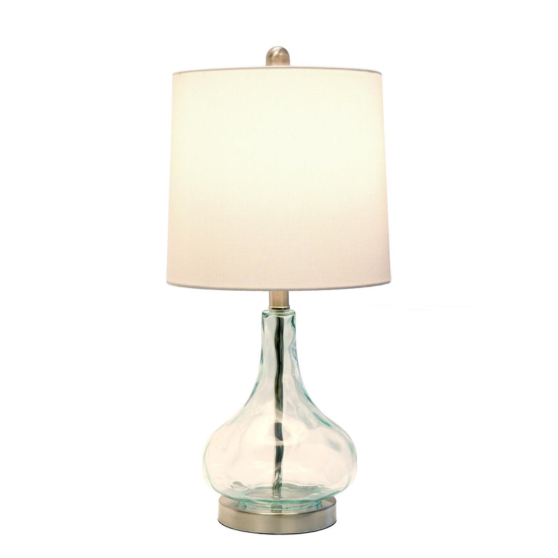 Translucent Gourd Table Lamp With Drum Shade - Teal Blue