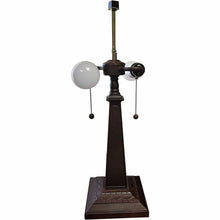 Load image into Gallery viewer, 22" Dark Brown Metal Two Light Candlestick Table Lamp With Ivory Shade
