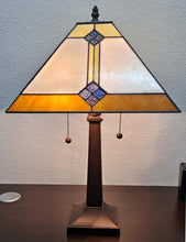 Load image into Gallery viewer, 21" Dark Brown Metal Two Light Candlestick Table Lamp With Beige Shade
