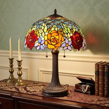 Load image into Gallery viewer, 24" Dark Brown Metal Two Light Candlestick Table Lamp With Orange Shade
