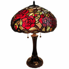 Load image into Gallery viewer, 24" Dark Brown Metal Two Light Candlestick Table Lamp With Red Dome Shade
