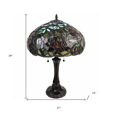 Load image into Gallery viewer, 24" Dark Brown Metal Two Light Candlestick Table Lamp With Red Dome Shade

