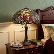 Load image into Gallery viewer, 24" Dark Brown Metal Two Light Candlestick Table Lamp With Red Dome Shade
