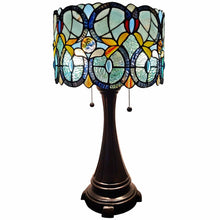 Load image into Gallery viewer, 22" Dark Brown Metal Two Light Candlestick Table Lamp With Green Shade
