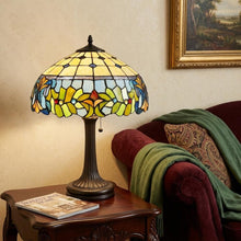 Load image into Gallery viewer, 23" Dark Brown Metal Two Light Candlestick Table Lamp With Green Shade
