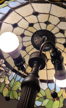 Load image into Gallery viewer, 23" Dark Brown Metal Two Light Candlestick Table Lamp With Green Shade
