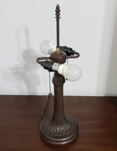 Load image into Gallery viewer, 23" Dark Brown Metal Two Light Candlestick Table Lamp With Green Shade
