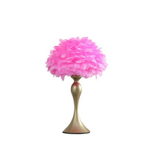 Load image into Gallery viewer, 24" Glam Hot Pink Feather and Gold Table Lamp
