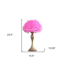 Load image into Gallery viewer, 24" Glam Hot Pink Feather and Gold Table Lamp
