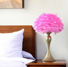 Load image into Gallery viewer, 24" Glam Hot Pink Feather and Gold Table Lamp
