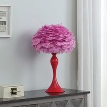 Load image into Gallery viewer, 24" Glam Hot Pink Feather and Red Table Lamp
