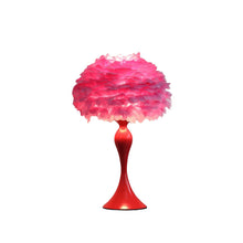 Load image into Gallery viewer, 24" Glam Hot Pink Feather and Red Table Lamp
