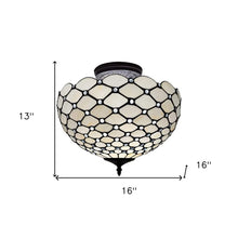 Load image into Gallery viewer, Black and White Tiffany Style Two Light Semi Flush Ceiling Lamp
