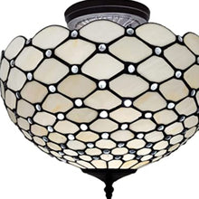 Load image into Gallery viewer, Black and White Tiffany Style Two Light Semi Flush Ceiling Lamp
