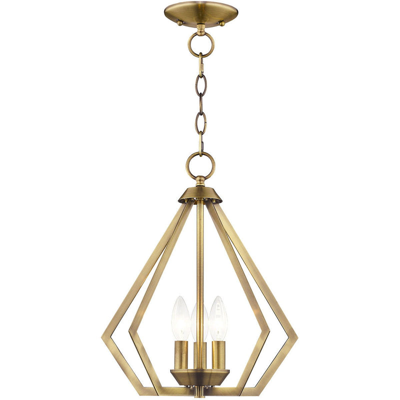 16'' Three Light Dimmable Chandelier With Shades - Antiqued Brass