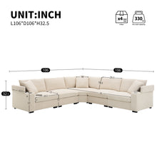 Load image into Gallery viewer, Convertible L Shaped Sectional Corner Couch With Armrest Storage Cup Holders USB Charger, Irregular Corner Oversized Comfy Modular Sofa
