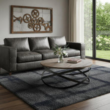 Load image into Gallery viewer, 41" Solid Wood And Metal Round Coffee Table - Brown And Black
