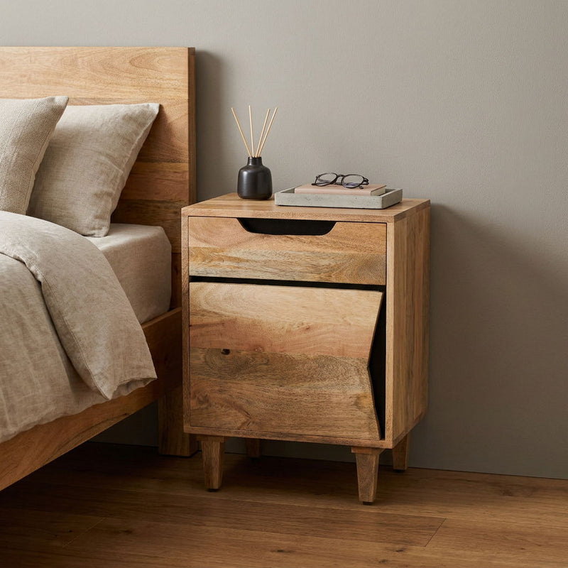 Wood One Drawer Nightstand (727684) - Beige