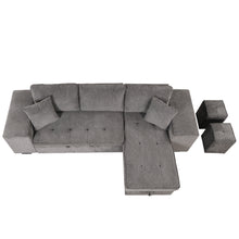 Load image into Gallery viewer, 104&quot; Modern L-Shape 3 Seat Reversible Sectional Couch, Pull Out Sleeper Sofa with Storage Chaise and 2 Stools for Living Room Furniture Set,Knox Charcoal (old sku:SG000431AAA)
