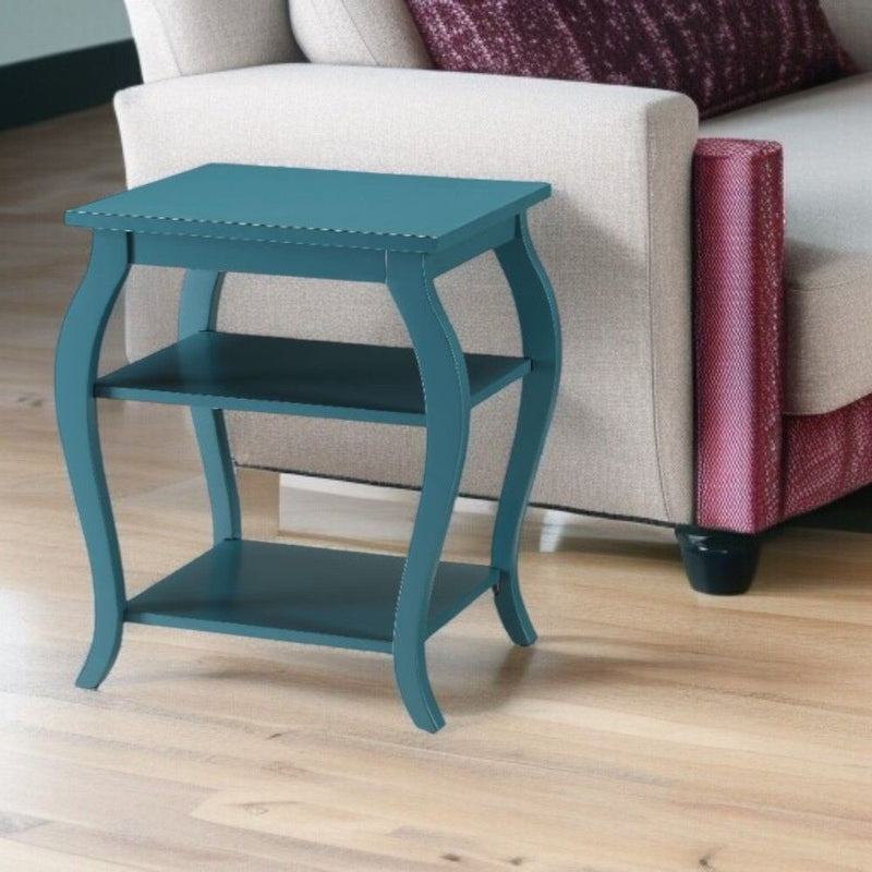 Pop Of Color Bow Leg Square End Or Side Table - Green / Blue