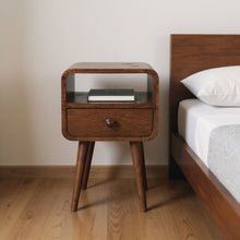 Load image into Gallery viewer, 22" Modern Solid Wood Square One Drawer Nightstand - Brown

