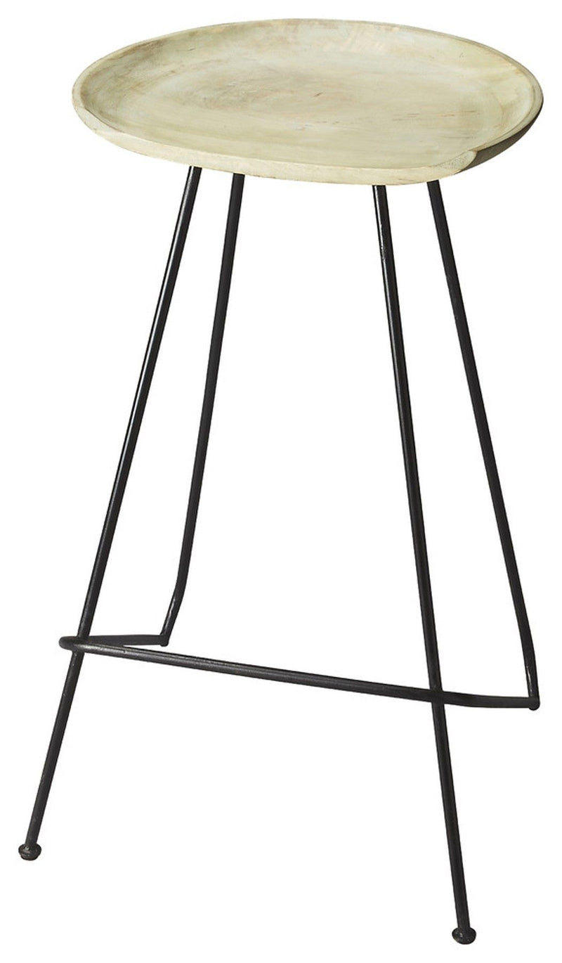 Iron Backless Counter Height Bar Chair - Off White / Black
