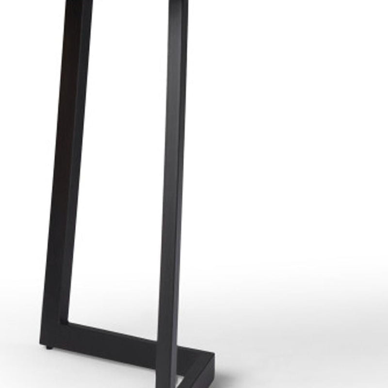 Solid Wood Iron Frame Base Dining Table - Dark Brown / Charcoal