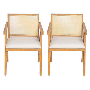 Chandigarh Farmhouse Style Cane Upholstered Dining Chairs (Set of 2)
