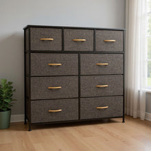 Load image into Gallery viewer, Steel And Fabric Nine Drawer Triple Dresser - Brown
