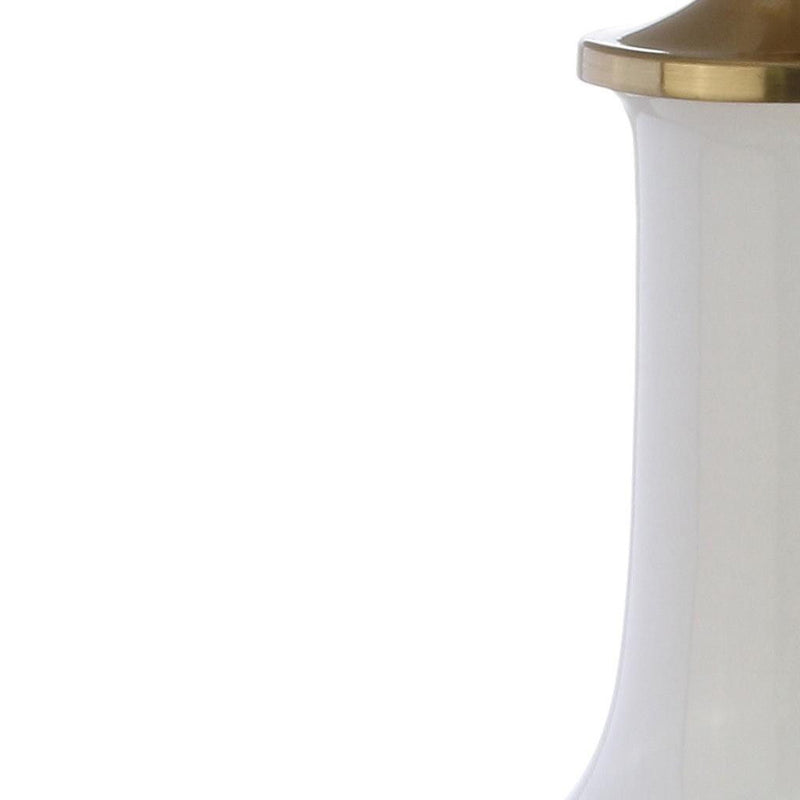 25" Novelty Table Lamp LED With Drum Shade - Gold / White