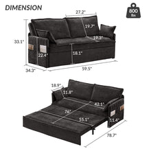 Load image into Gallery viewer, Pull Out Sofa Bed, Convertible Sleeper Sofa Couch, Side Storage, And USB / C - Type Charging Ports Chair
