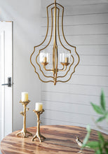 Load image into Gallery viewer, 4 Light Metal Chandelier, Hanging Light Fixture With Adjustable Chain For Kitchen, Bulb Not Included - Gold
