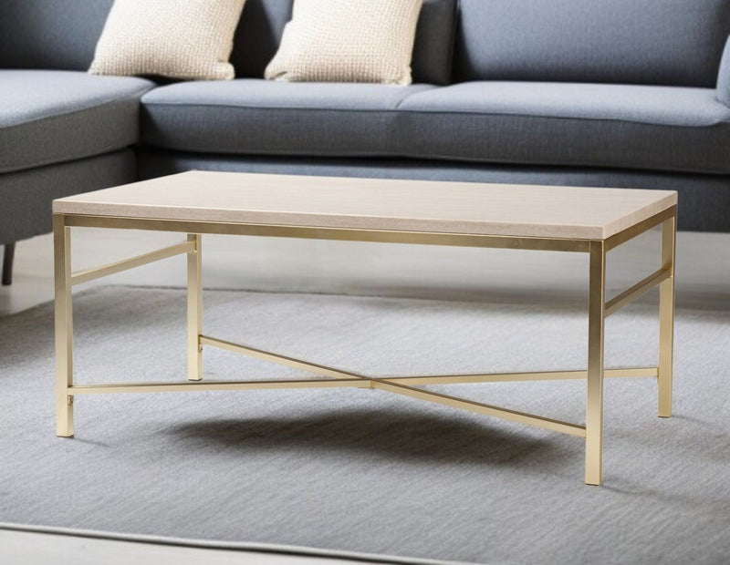 Manufactured Wood And Metal Rectangular Coffee Table - Off White
