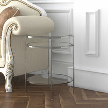 Load image into Gallery viewer, Glass Iron Round Mirrored End Table With Shelf - Chrome
