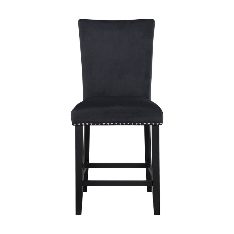 25" Transitional Wood And Velvet Counter Height Bar Chairs (Set of 2) - Black