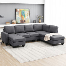 Load image into Gallery viewer, [VIDEO provided] [New] 104.3*78.7&quot; Modern L-shaped Sectional Sofa,7-seat Linen Fabric Couch Set with Chaise Lounge and Convertible Ottoman for Living Room,Apartment,Office,3 Colors
