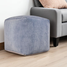 Load image into Gallery viewer, Chenille Cube Pouf Ottoman - Blue
