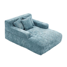 Load image into Gallery viewer, Chenille Interior Lazy Sofa Chaise Longue Armchair With 3 Pillows And Armrests
